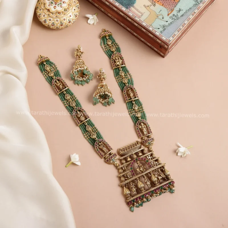 Grand Premium Green Beads Long Haaram HA267