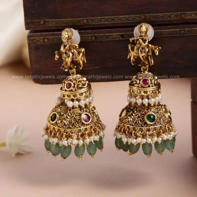 Grand Premium Green Beads Long Haaram HA267 - Image 2