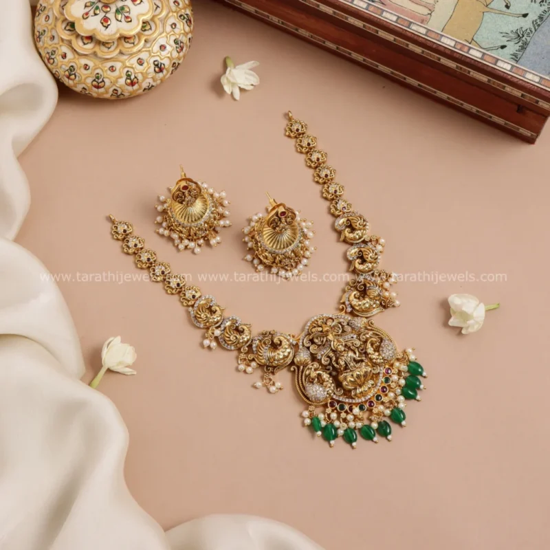 Amazing Lakshmi With Peacock Necklace N662