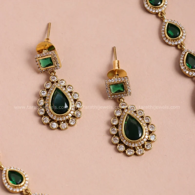 Jyothika Green stone Haaram HA302 - Image 2