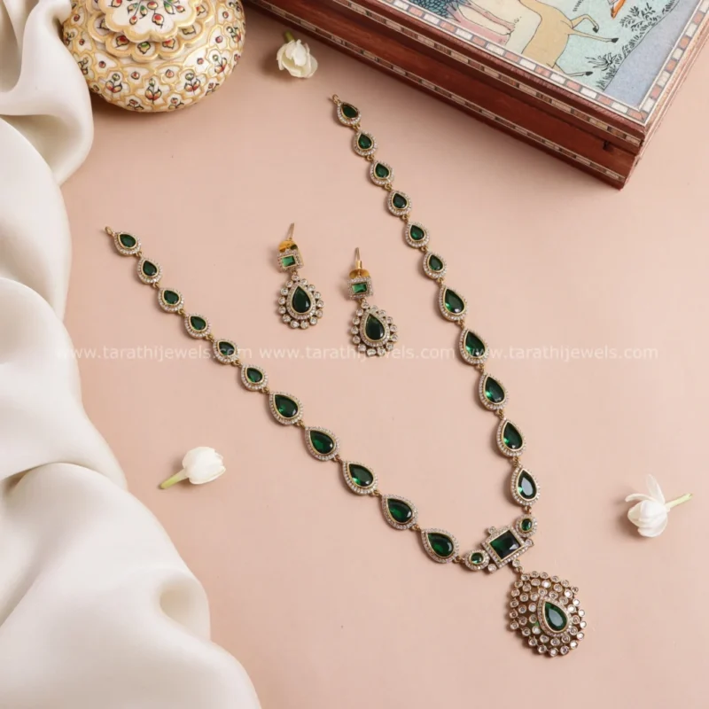 Jyothika Green stone Haaram HA302
