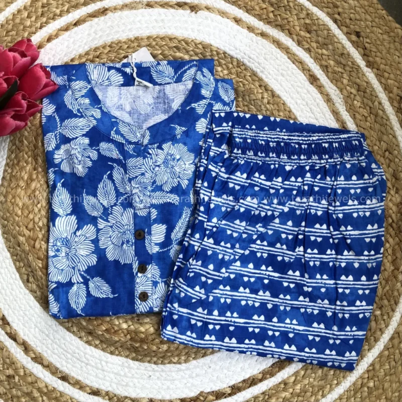 Tarathi Blue Floral Two Pieces Set DR03