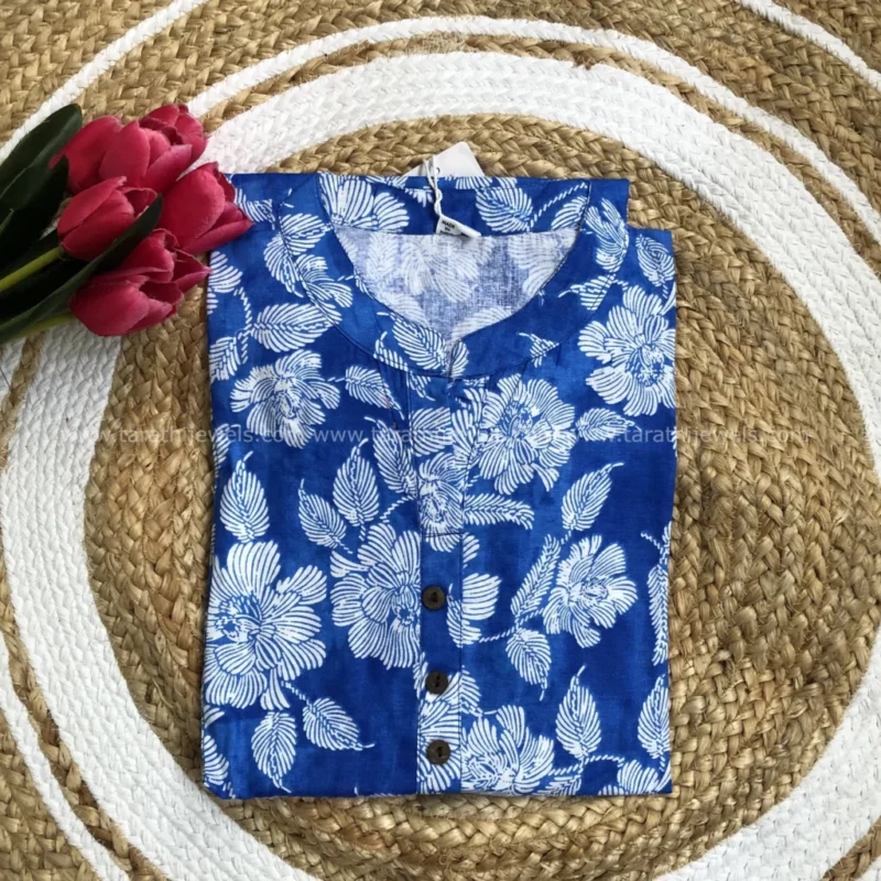 Tarathi Blue Floral Two Pieces Set DR03 - Image 2