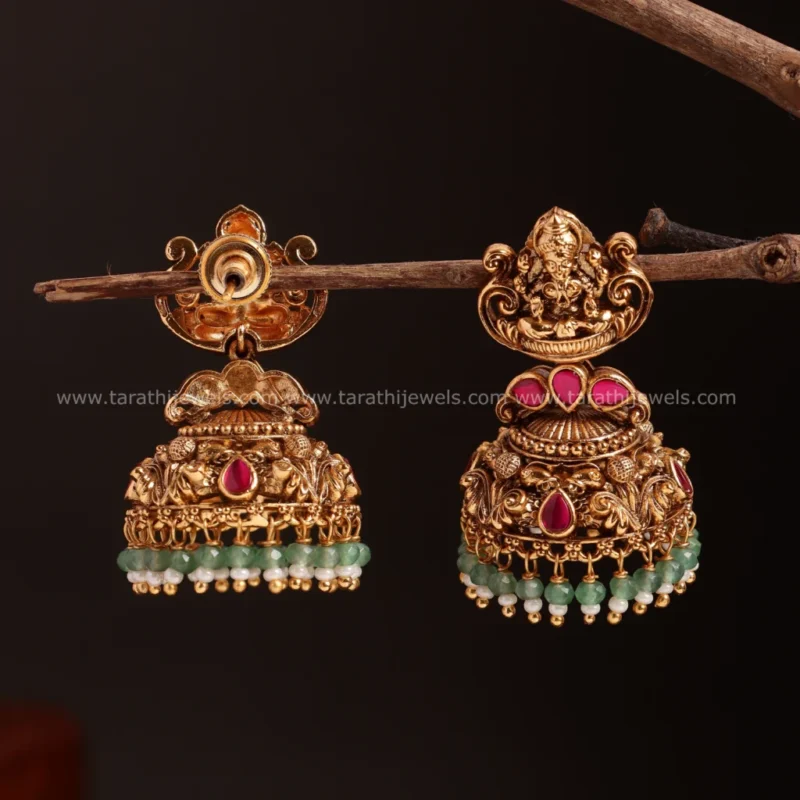 Divi Lakshmi Green Pearl jumka EA543 - Image 2