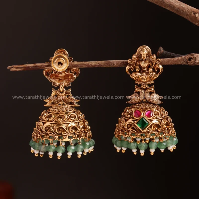 Deepti Lakshmi Green Pearls Jumka EA545 - Image 2