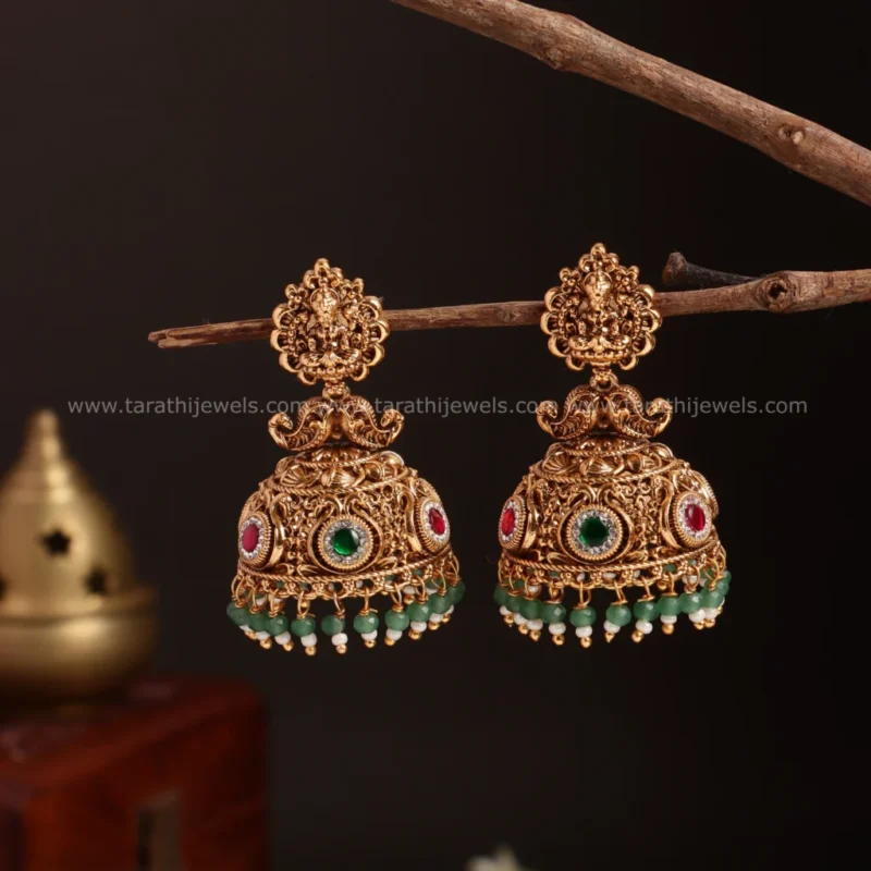Leema Lakshmi Green Pearls Jumka EA547