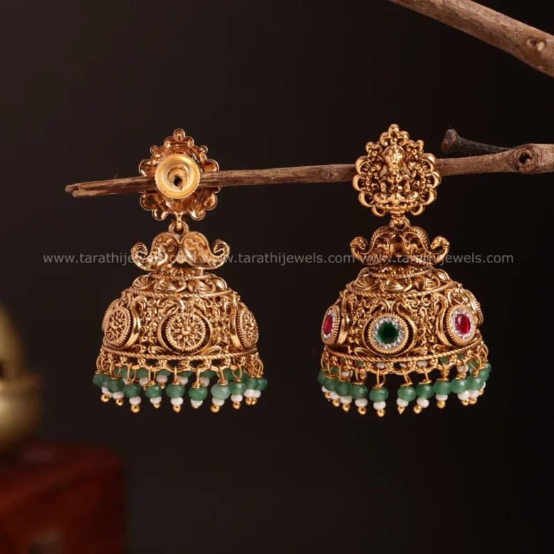 Leema Lakshmi Green Pearls Jumka EA547 - Image 2
