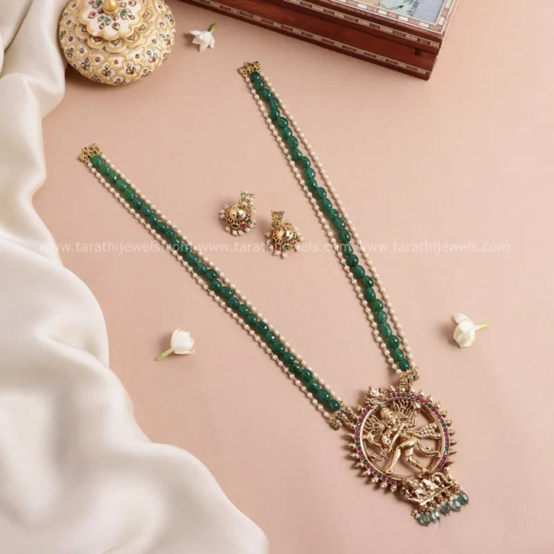 Nadarajar Green Pearls Haaram HA308