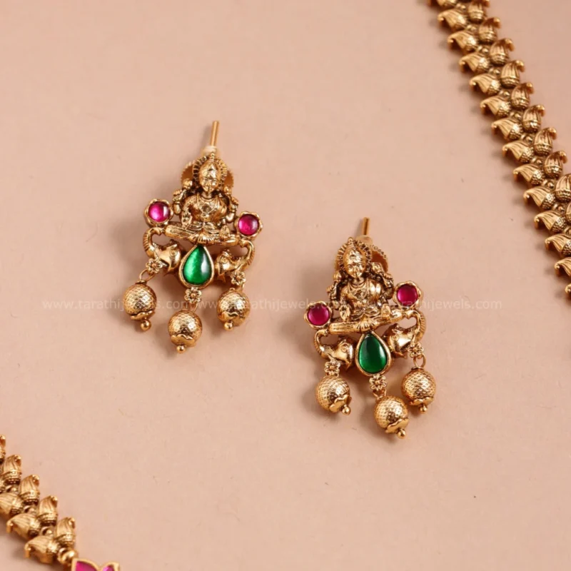 Antique Finish Lakshmi Gold drops Long Haaram HA314 - Image 2