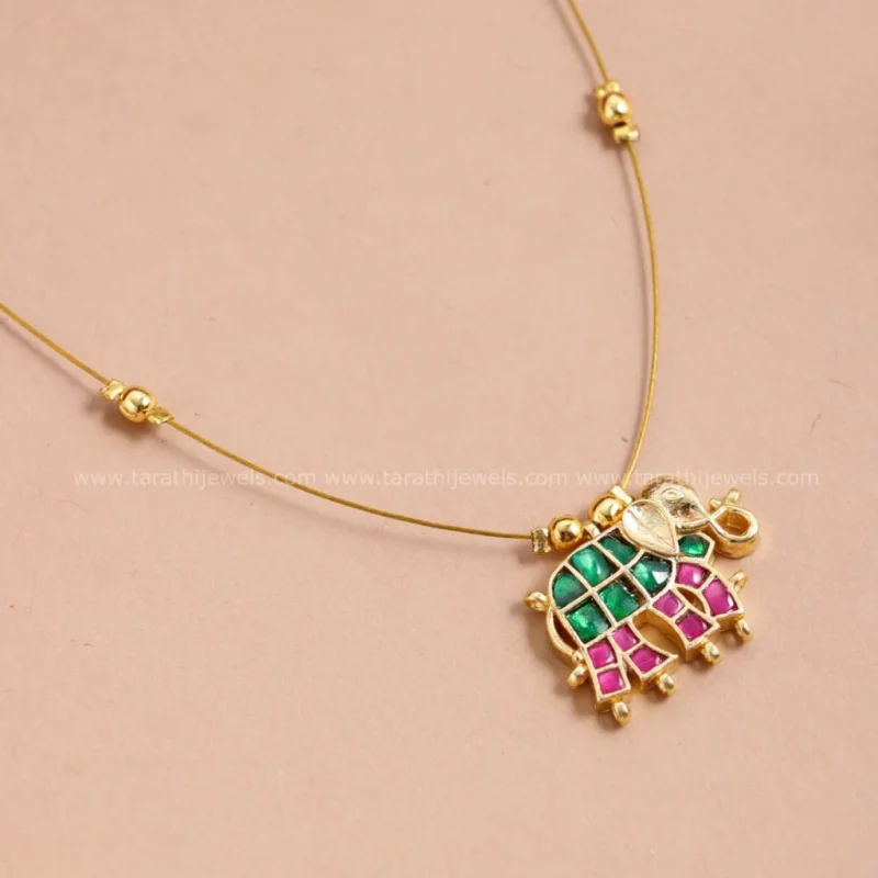 Jadau Elephant Invisible Necklace N750 - Image 2