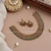 Gold toned Green with Ruby Kerala Traditional Necklace N762