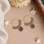 Megna Green Beads Chandabali Earrings EA560