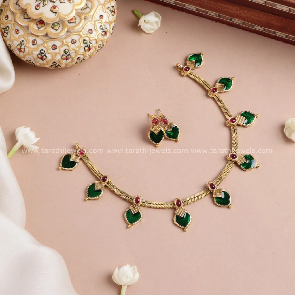 Gold Finish Palak Necklace N773