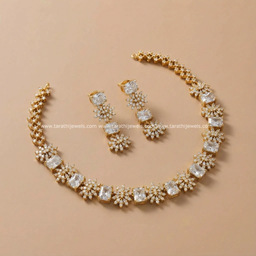 Star Design American Diamond Stone Necklace N873