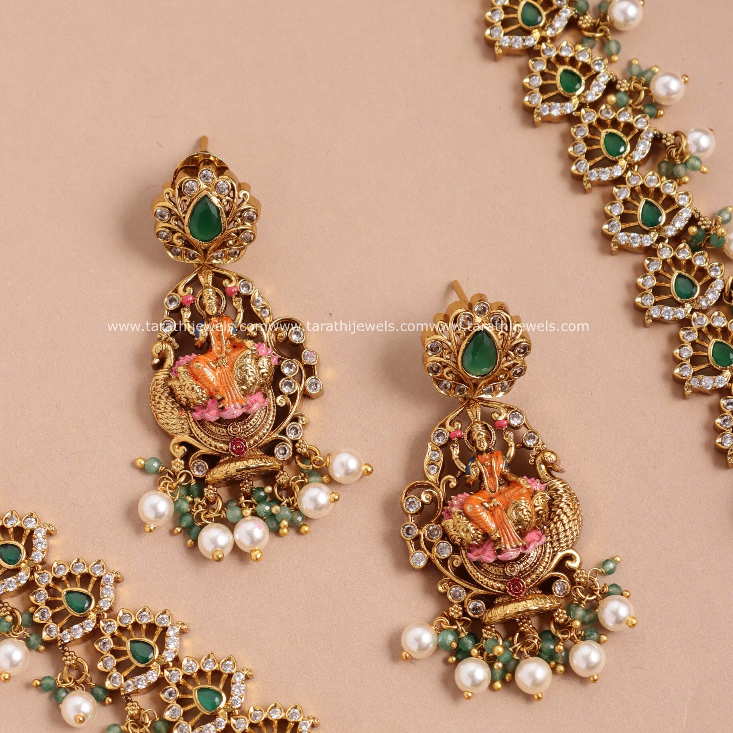 MahaLakshmi Pendant Meenakari Haaram HA368 (Hand Painted) - Image 2