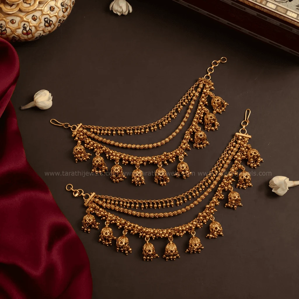 Antique Finish Three Layered Earring chain EC139